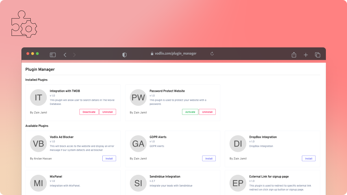 Vodlix Plugin Manager
